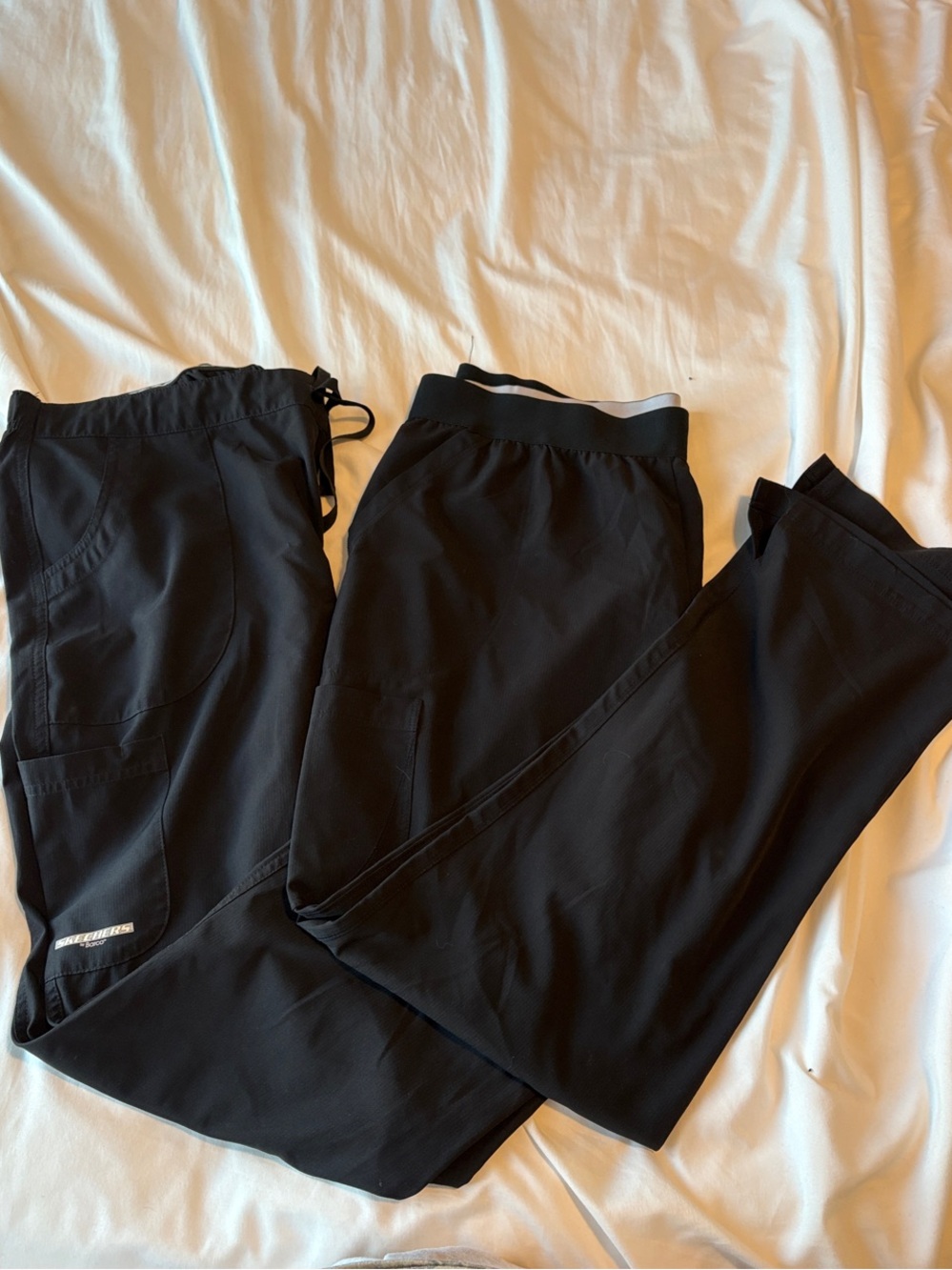 2 Skechers Black Straight-Leg Scrub Pants